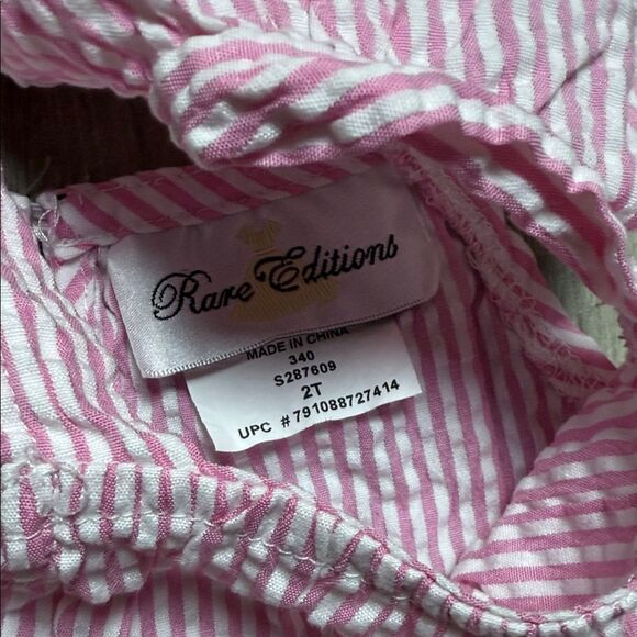 Rare Editions Pink and White Kids Blouse with Lace Accents - Picture 2 of 4